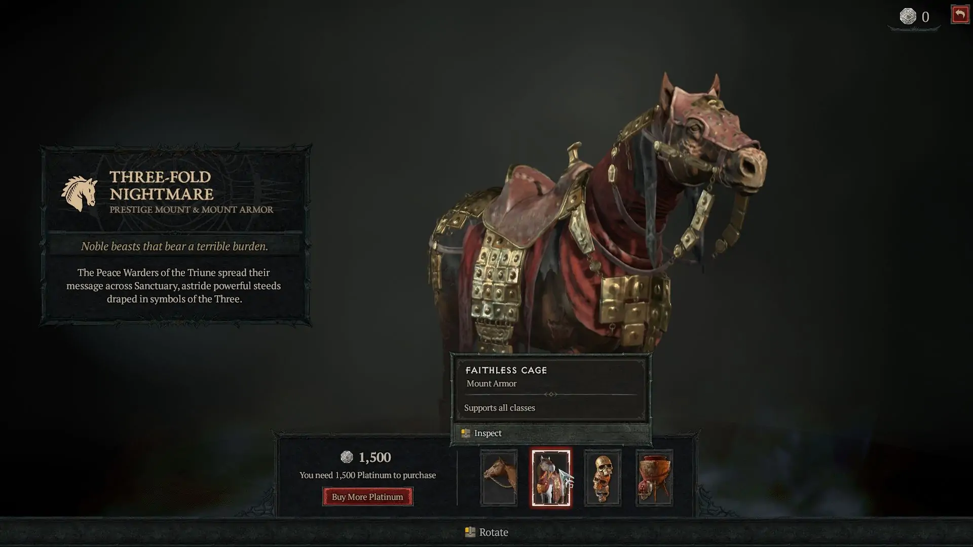 Diablo 4 Mount Armors Boutique de microtransactions Cage infidèle