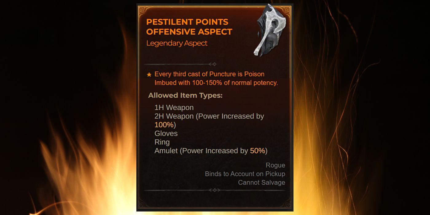Aspect offensif des points pestilents de Diablo 4