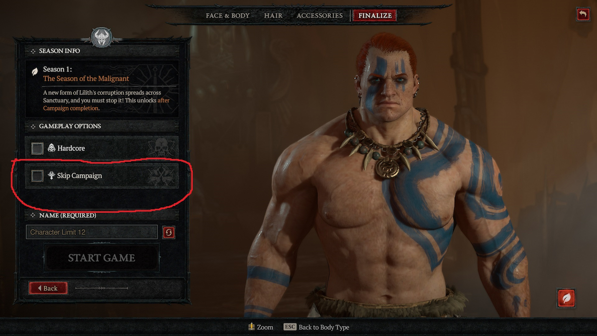 Option de campagne de saut de Diablo 4 mise en évidence (1)