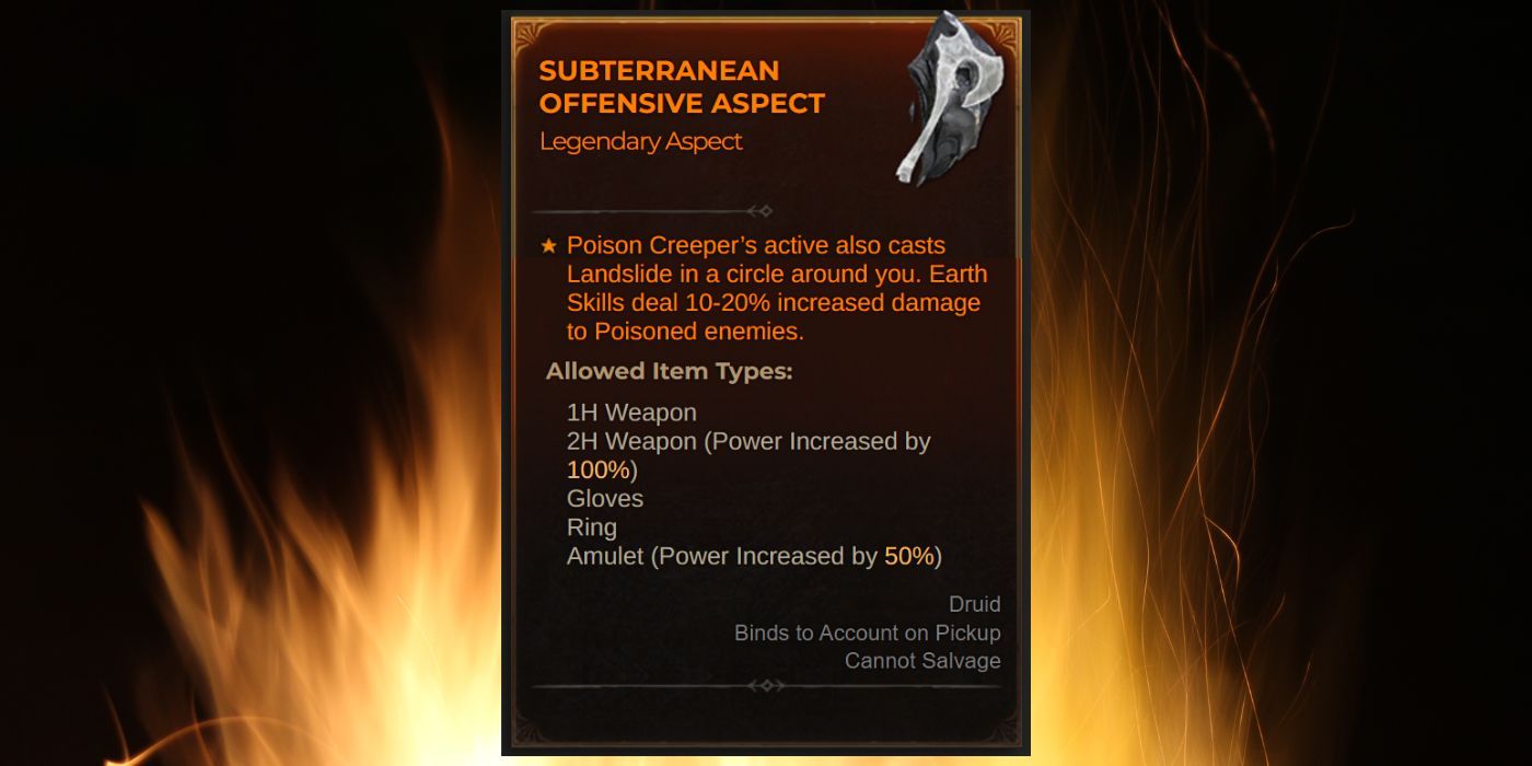 Aspect offensif souterrain de Diablo 4