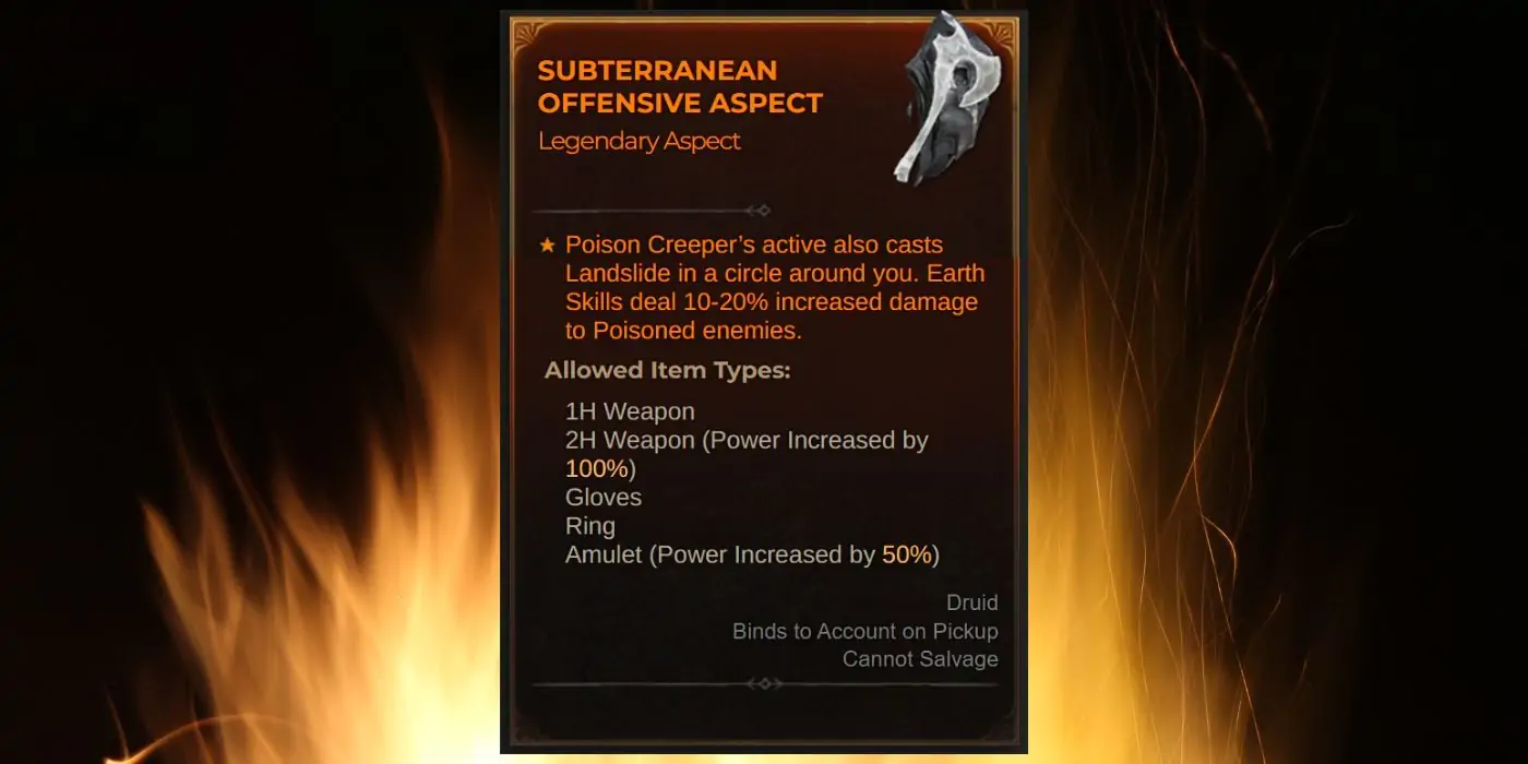 Aspect offensif souterrain de Diablo 4