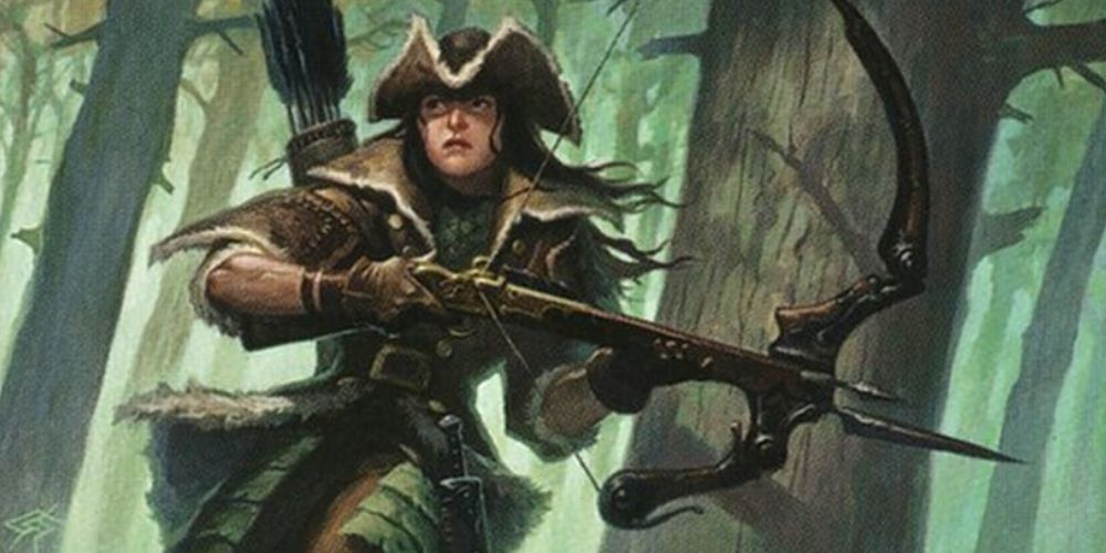 Un chasseur de ranger tient un arc et des flèches dans Donjons et Dragons