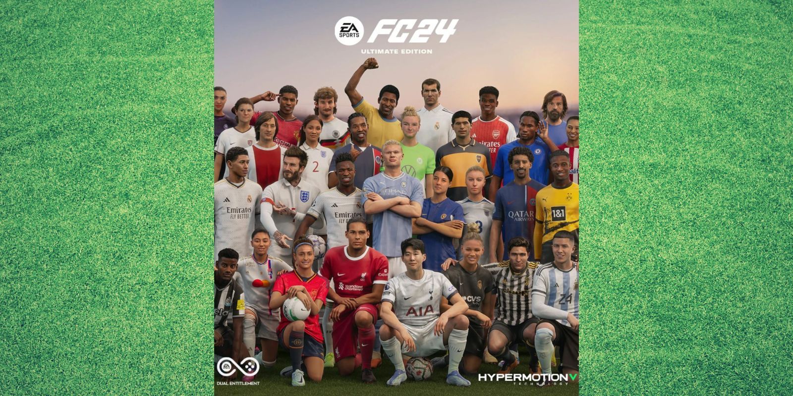 Couverture EA Sports FC24 Ultimate Edition sur fond d'herbe