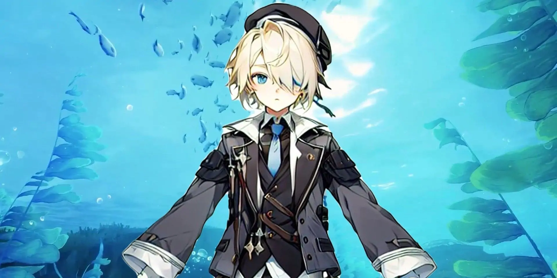 Un design généré par l'IA pour le personnage Fontaine Freminet de Twitter leaker merlin_impact