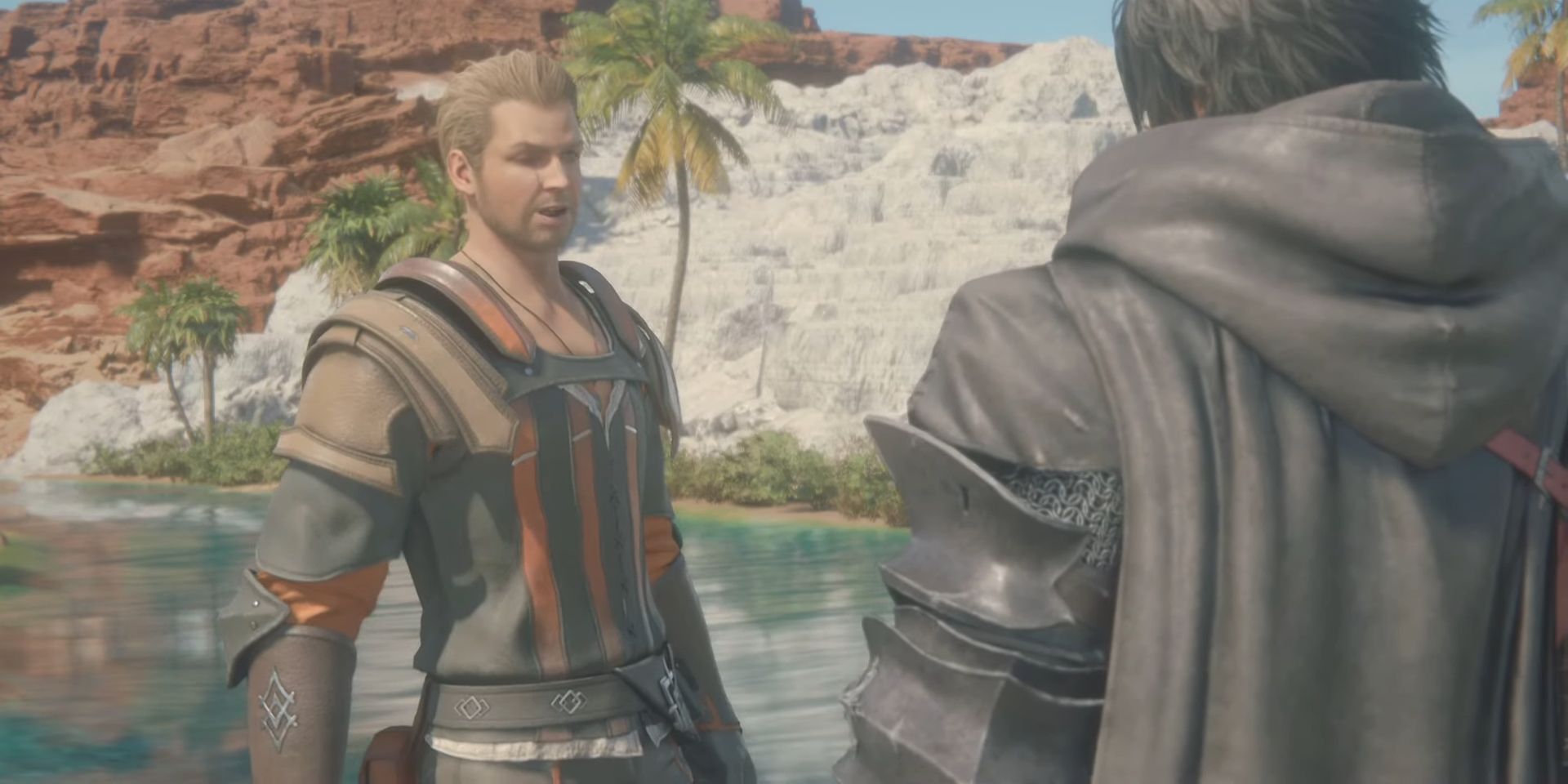 Gav sourit en faisant l'éloge de Clive lors de la quête Letting Off Steam dans Final Fantasy 16.