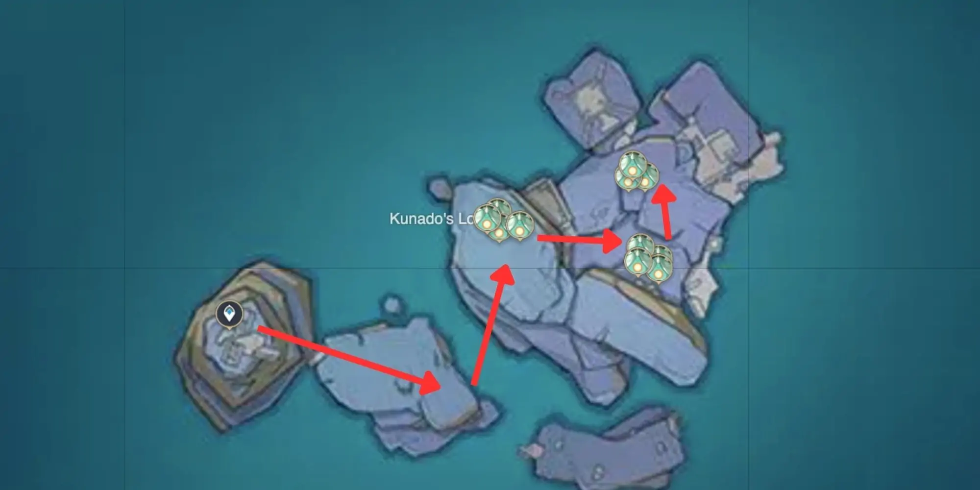 Genshin Impact_ Emplacements des spectres dans le Locus de Kunado