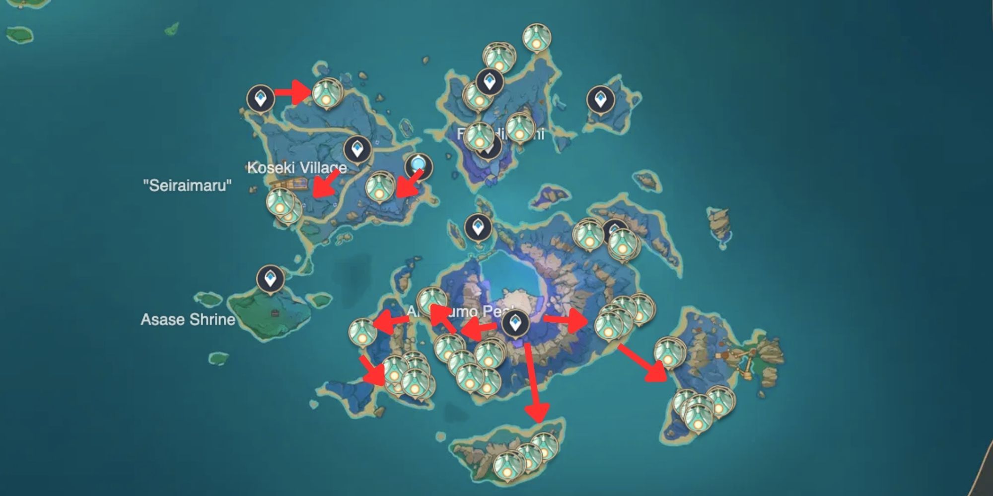 Genshin Impact_ Emplacements des spectres sur l'île de Seirai