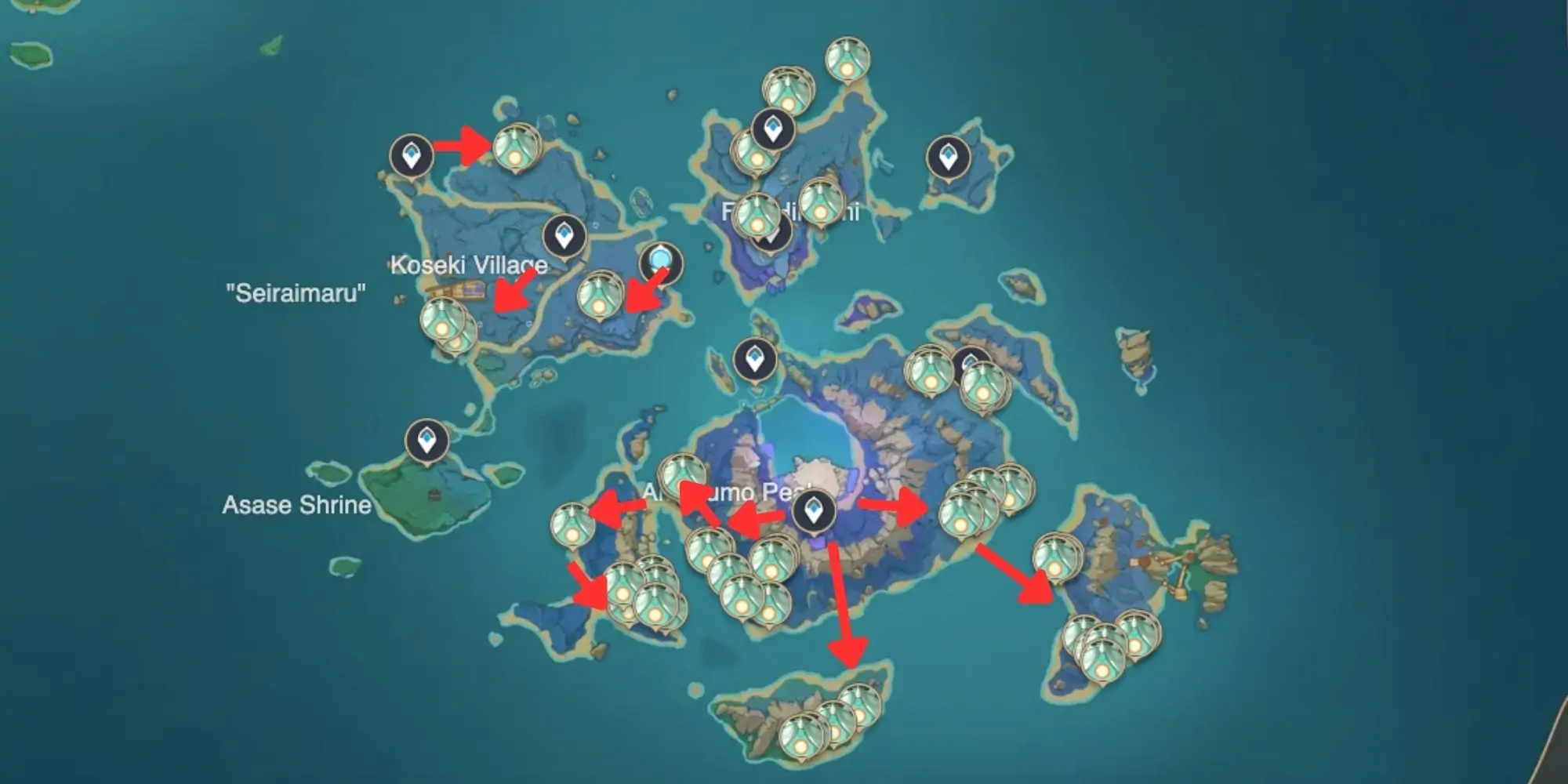 Genshin Impact_ Emplacements des spectres sur l'île de Seirai