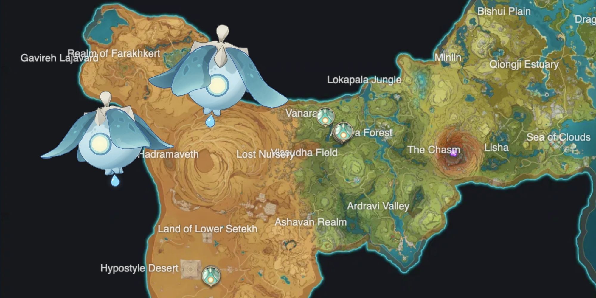 Genshin Impact_ Emplacements des spectres à Sumeru