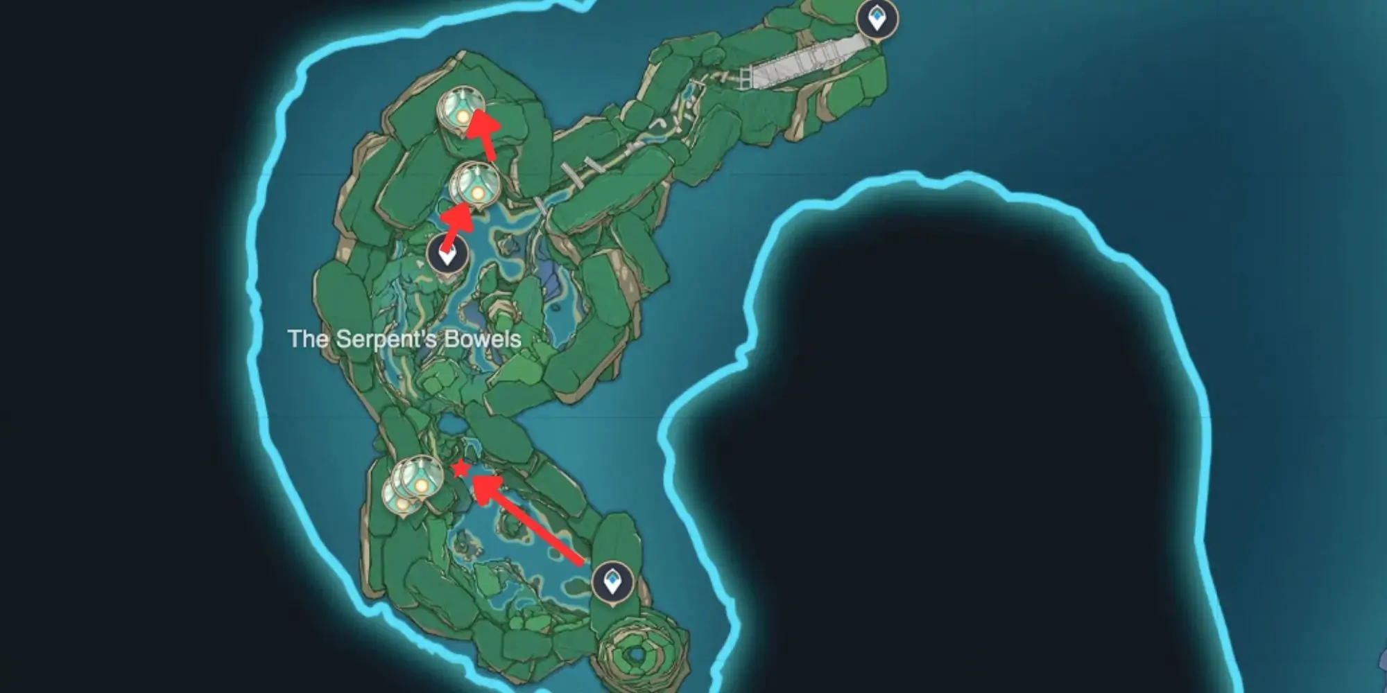 Genshin Impact_ Emplacements des spectres dans les entrailles du serpent