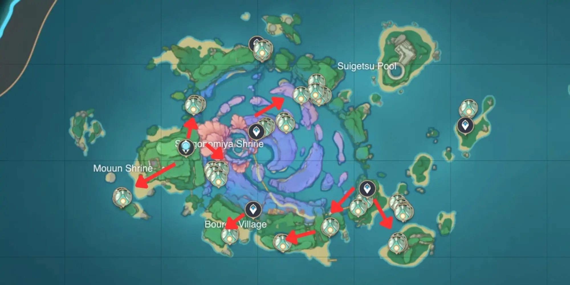 Genshin Impact_ Emplacements des spectres sur l'île de Watatsumi