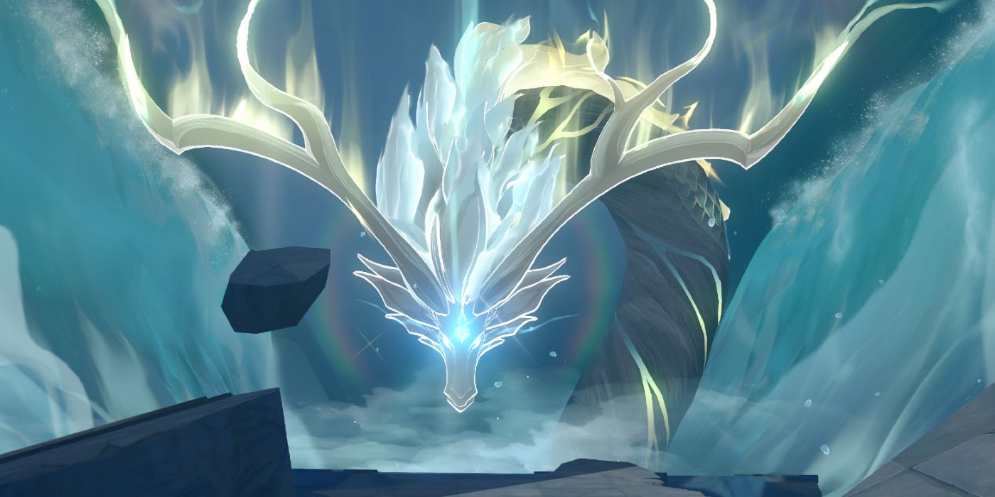 Un dragon élémentaire dans Honkai Star Rail, peut-être créé par Imbibitor Lunae, dans Scalegorge Water.