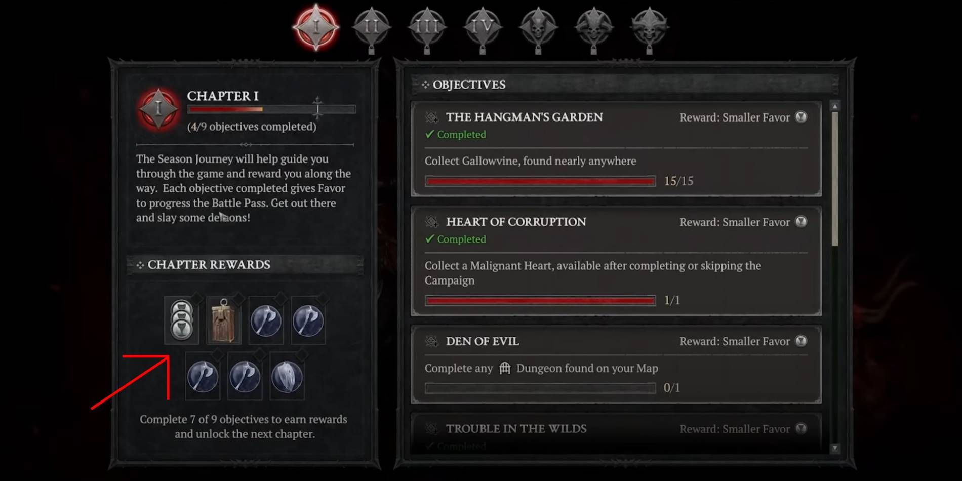 Passe de combat de la saison 1 de Diablo 4 et récompenses du contenu de l'histoire de finition