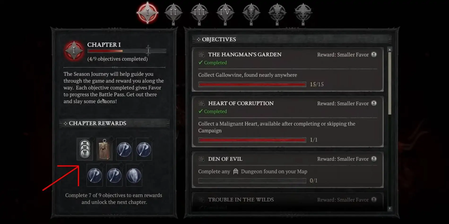 Passe de combat de la saison 1 de Diablo 4 et récompenses du contenu de l'histoire de finition