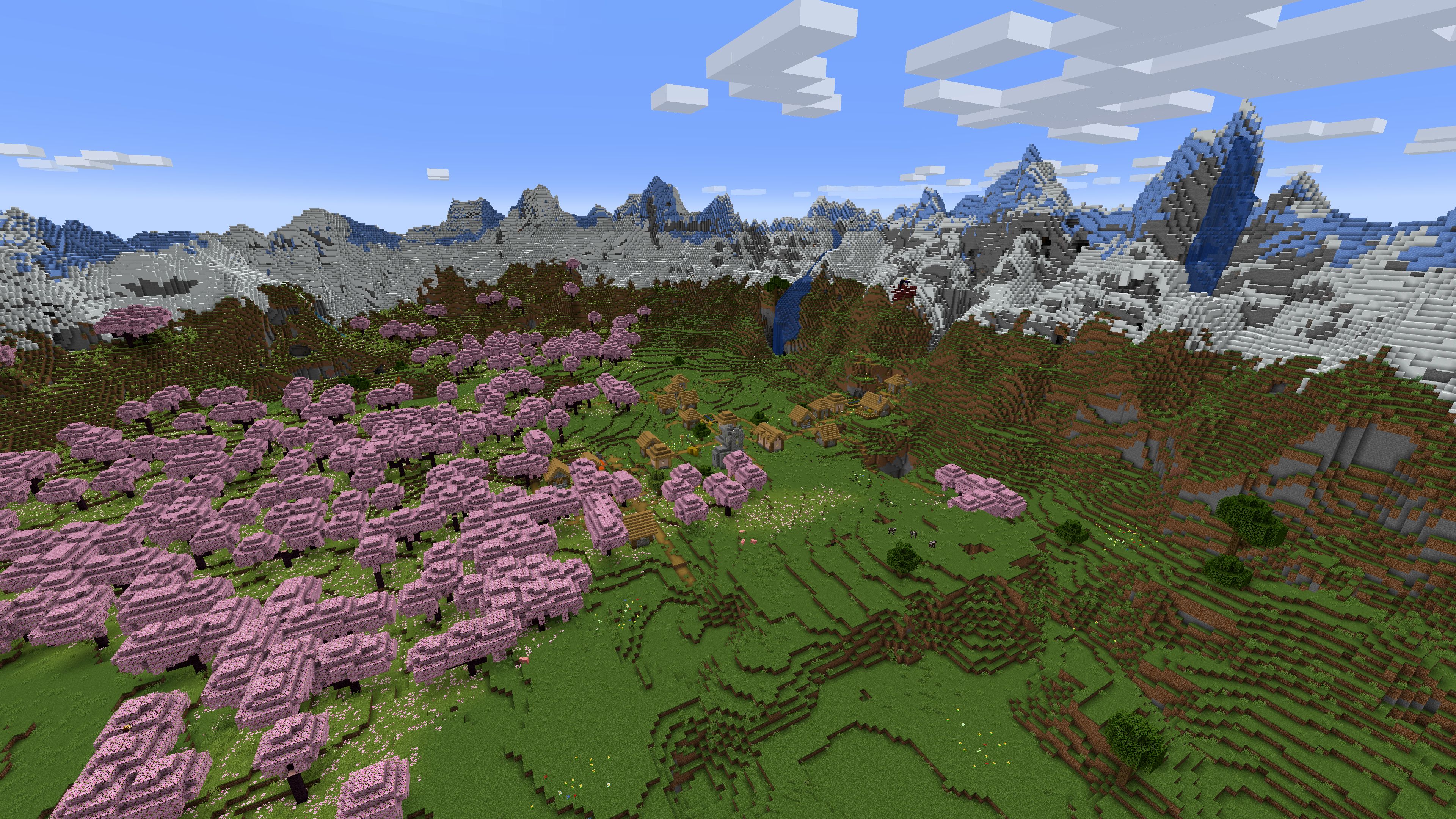 Graine de Minecraft 1.20 avec Cherry Blossom Grove Valley Village