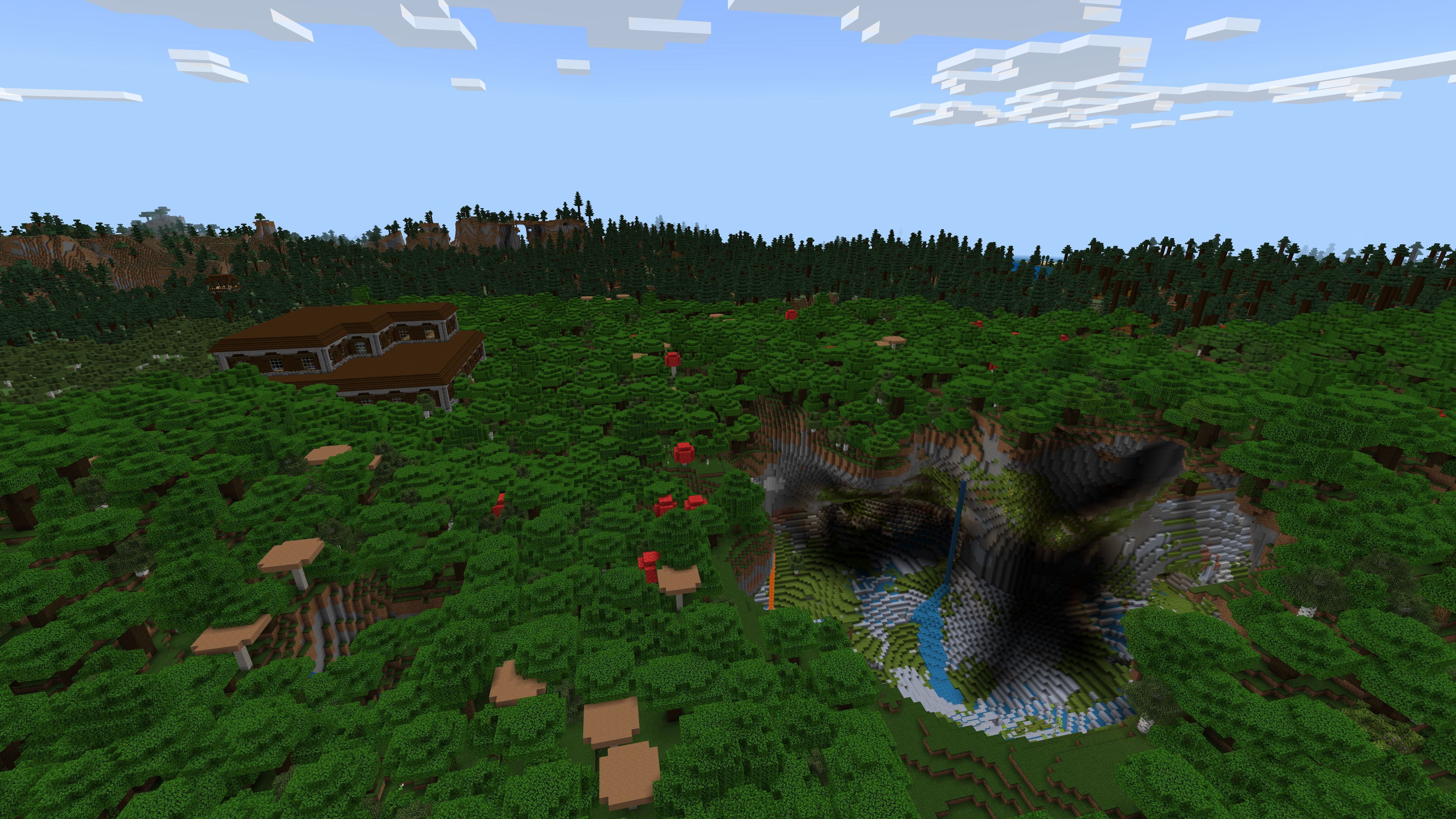 Minecraft 1.20 Seed avec des grottes luxuriantes en plein air et un manoir boisé