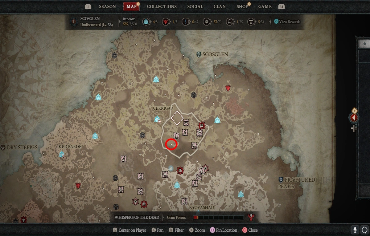 Où trouver le repaire de Sarat dans Diablo 4