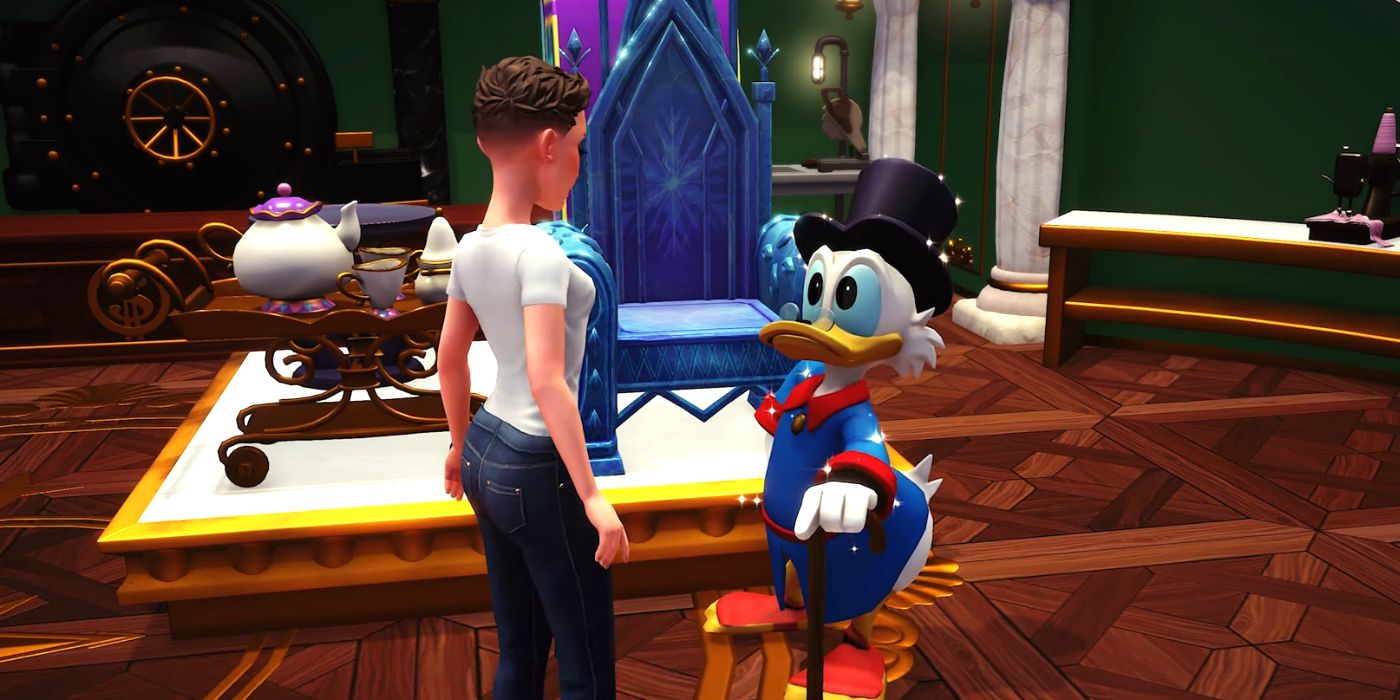 Parler avec Scrooge McDuck pendant que les clients connaissent la meilleure quête de Disney Dreamlight Valley