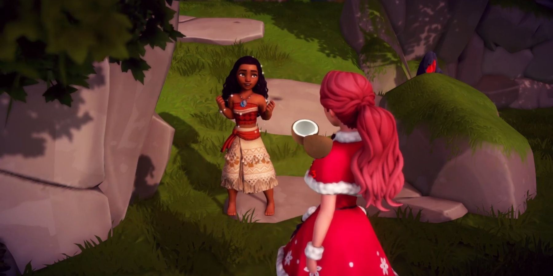 donner des noix de coco à moana dreamlight valley