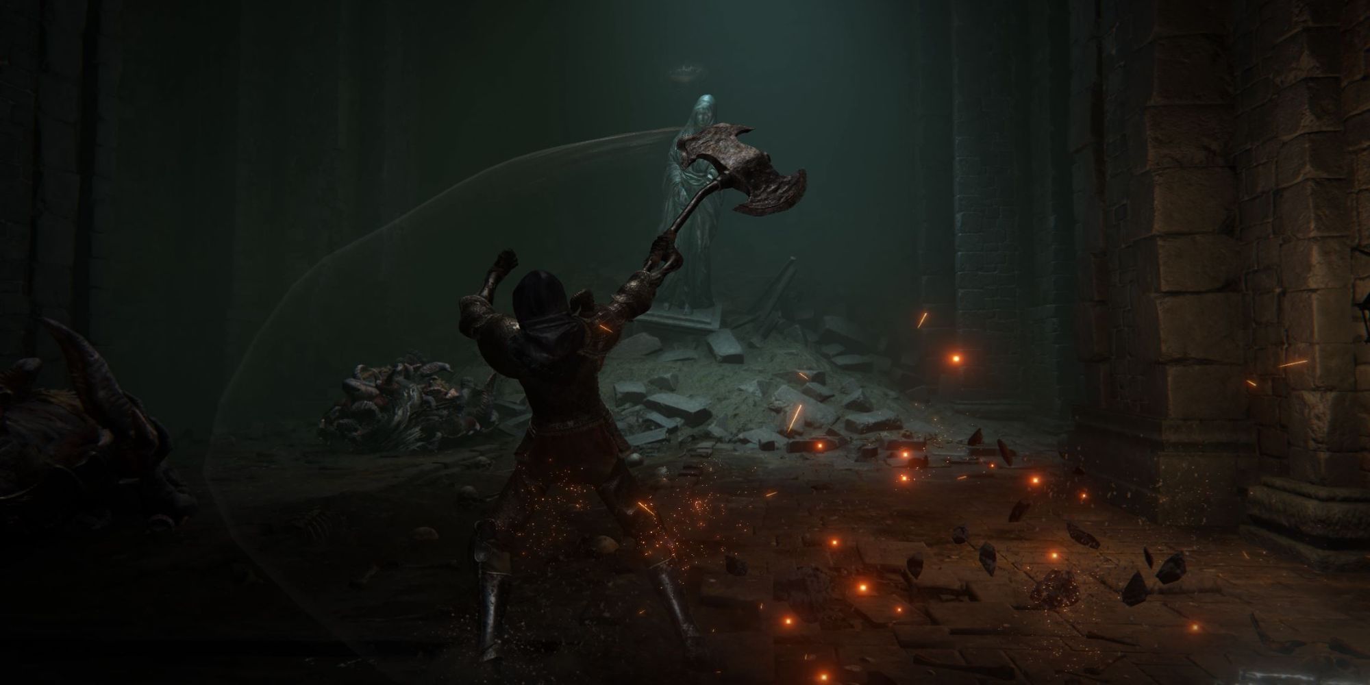Elden Ring Warped Axe manié par le joueur
