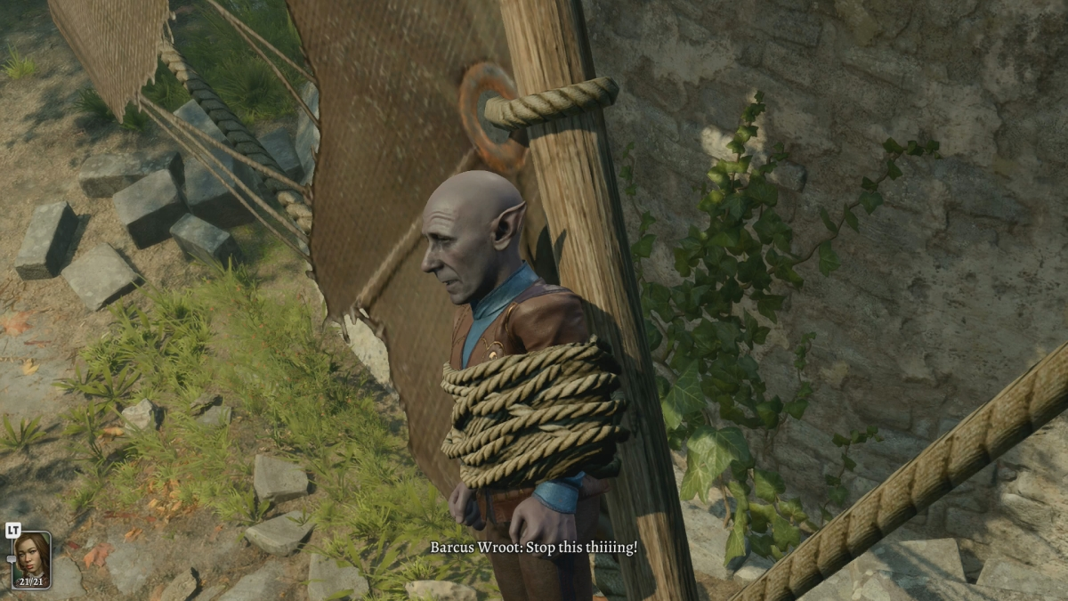 Baldurs Gate 3 Gnome Barcus Wroot sur le moulin à vent