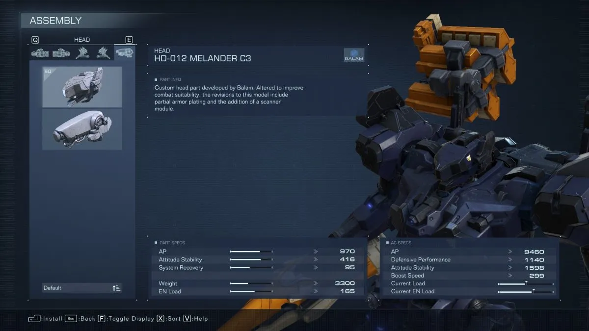 Armored Core 6 : tous les termes détaillés des statistiques AC et des spécifications des pièces, expliqués