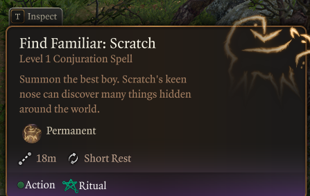Invocation Scratch de Baldur's Gate 3
