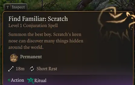 Invocation Scratch de Baldur's Gate 3