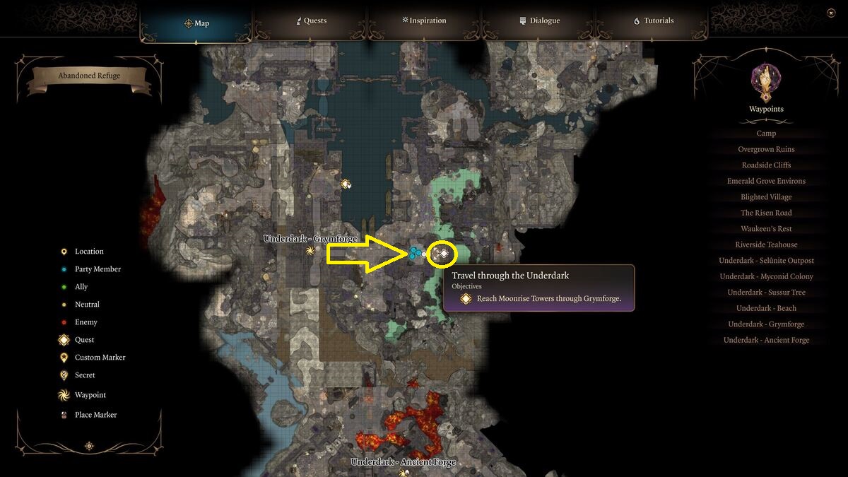 Baldur's Gate 3 Sortie Underdark Ascenseur Emplacement