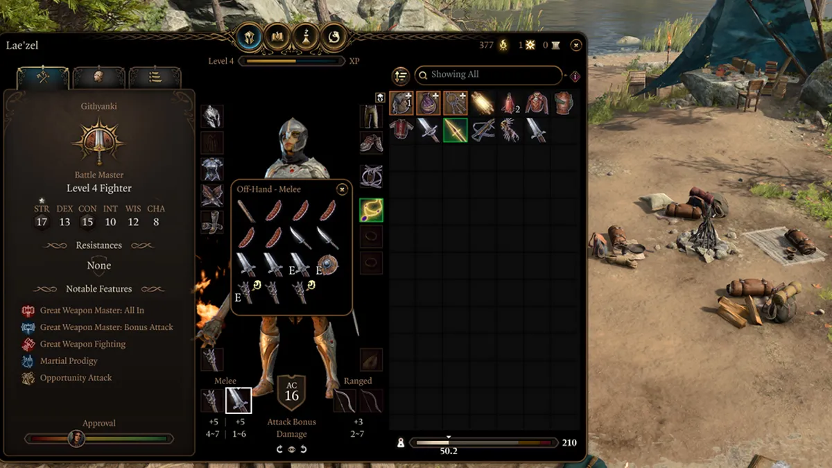 Baldurs Gate 3 Menu à double utilisation