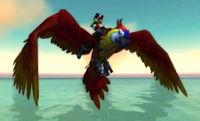 Joueur de WoW chevauchant Sharkbait