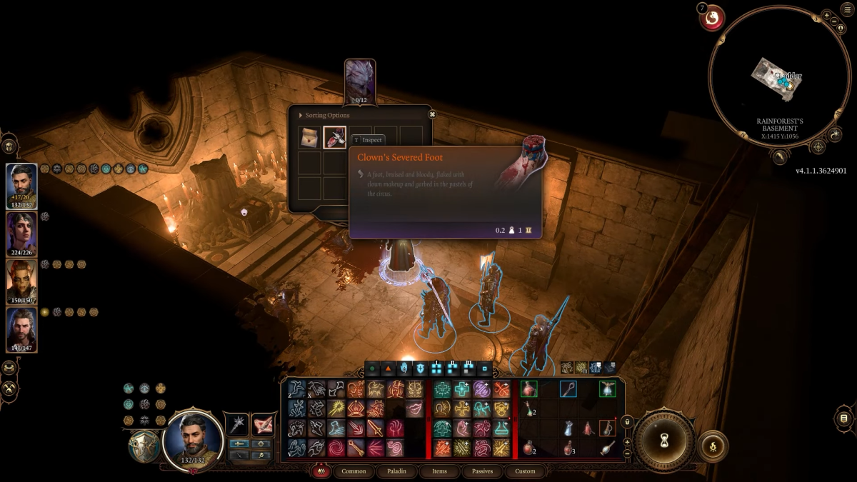 Où trouver les dribbles des parties du corps du clown dans Baldur's Gate 3 pieds