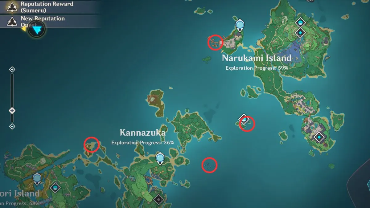 Tous les spots de pêche dans Genshin Impact Inazuma
