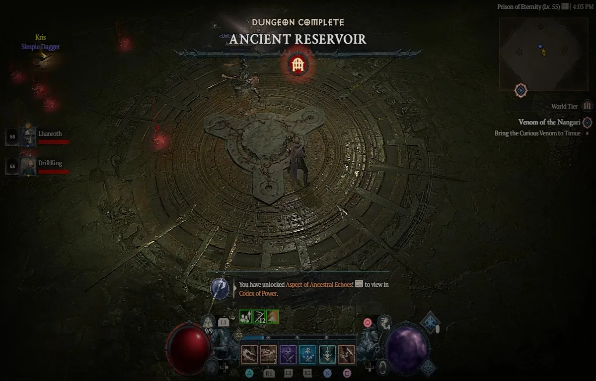 Diablo 4 : Donjon de l'ancien réservoir, aspect et récompenses