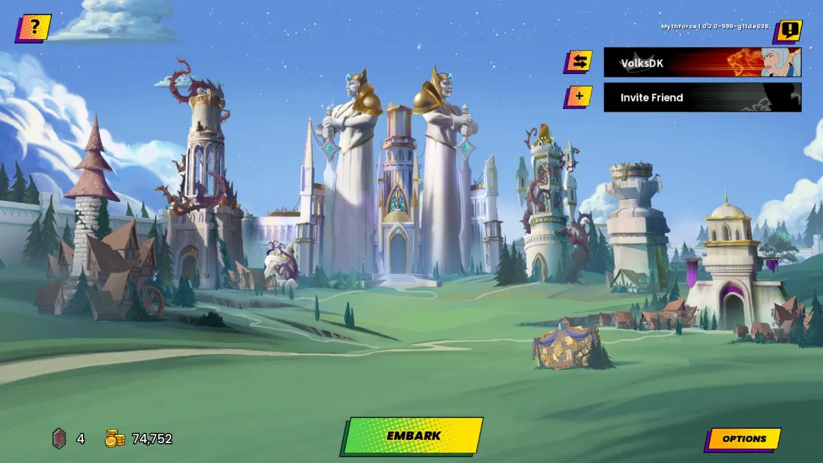 Menu principal de Mythforce