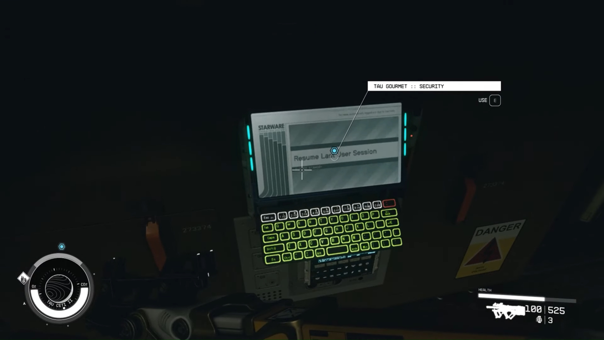 Terminal du système de sécurité Starfield