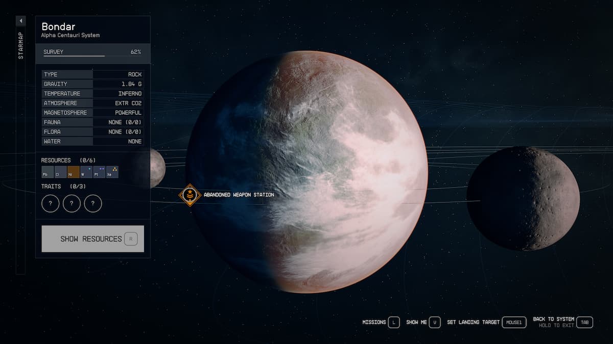 Scan de la planète astrophysique de Starfield