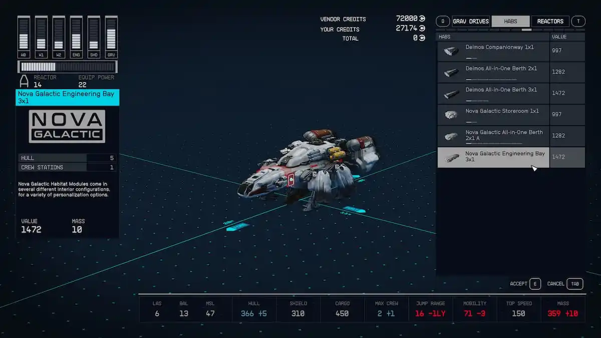 Modules de vaisseau d'équipage Starfield
