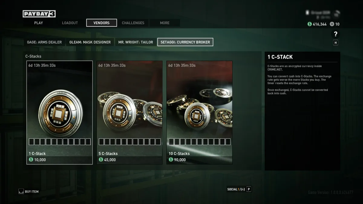 Comment obtenir des C-Stacks dans Payday 3