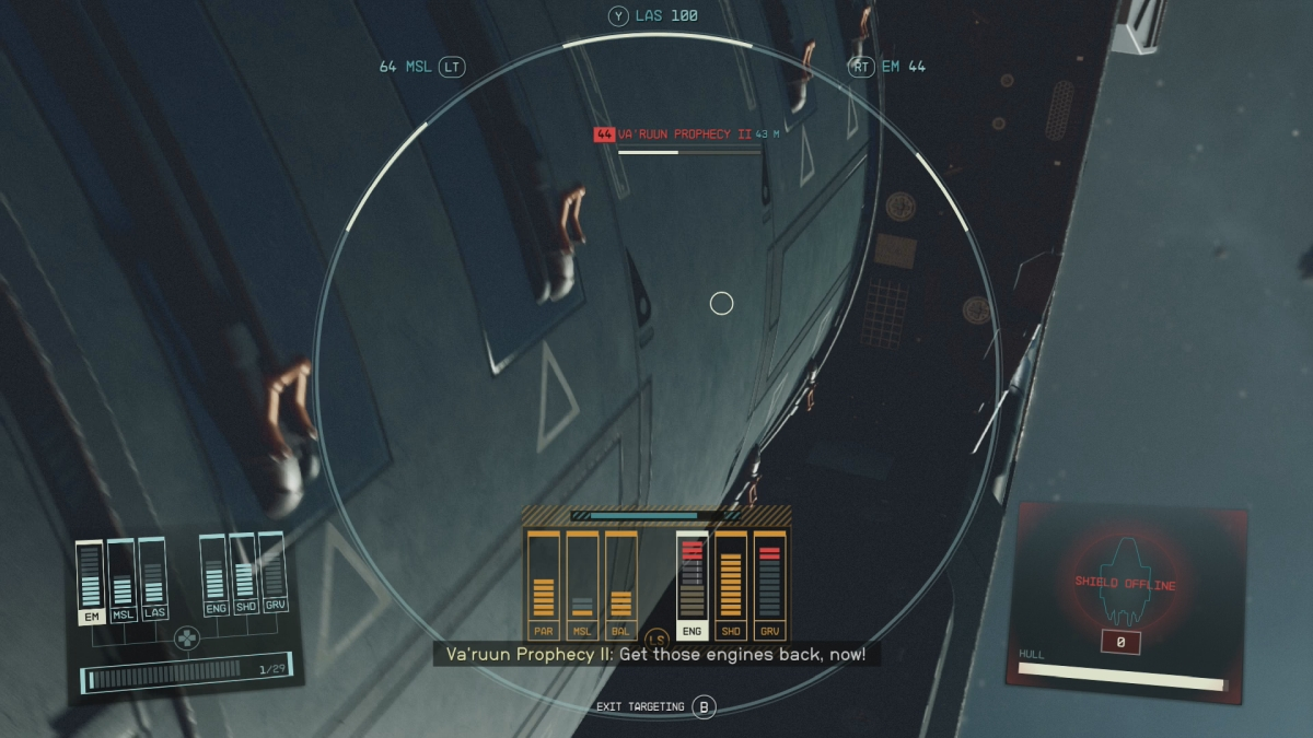 Le vaisseau hostile Varun de Starfield a perdu ses moteurs