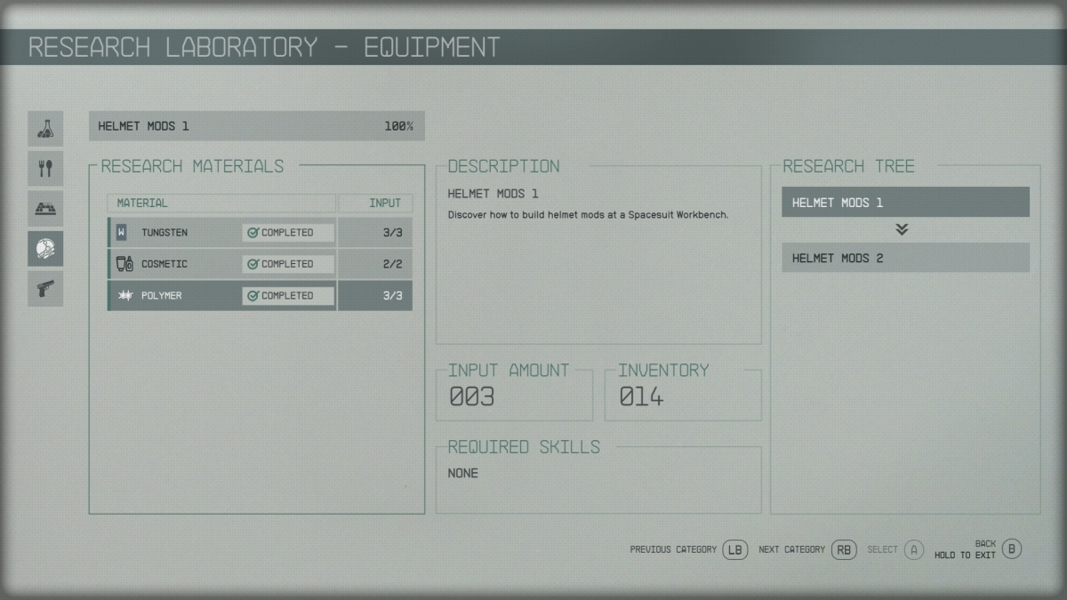 Starfield Polymer au casque de laboratoire de recherche Mods 1