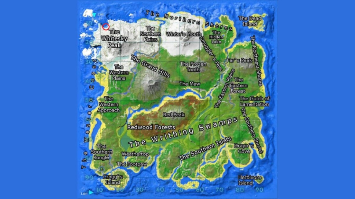 Ark Survival a gravi la carte de l'île et la grotte de glace de Whitesky Peak