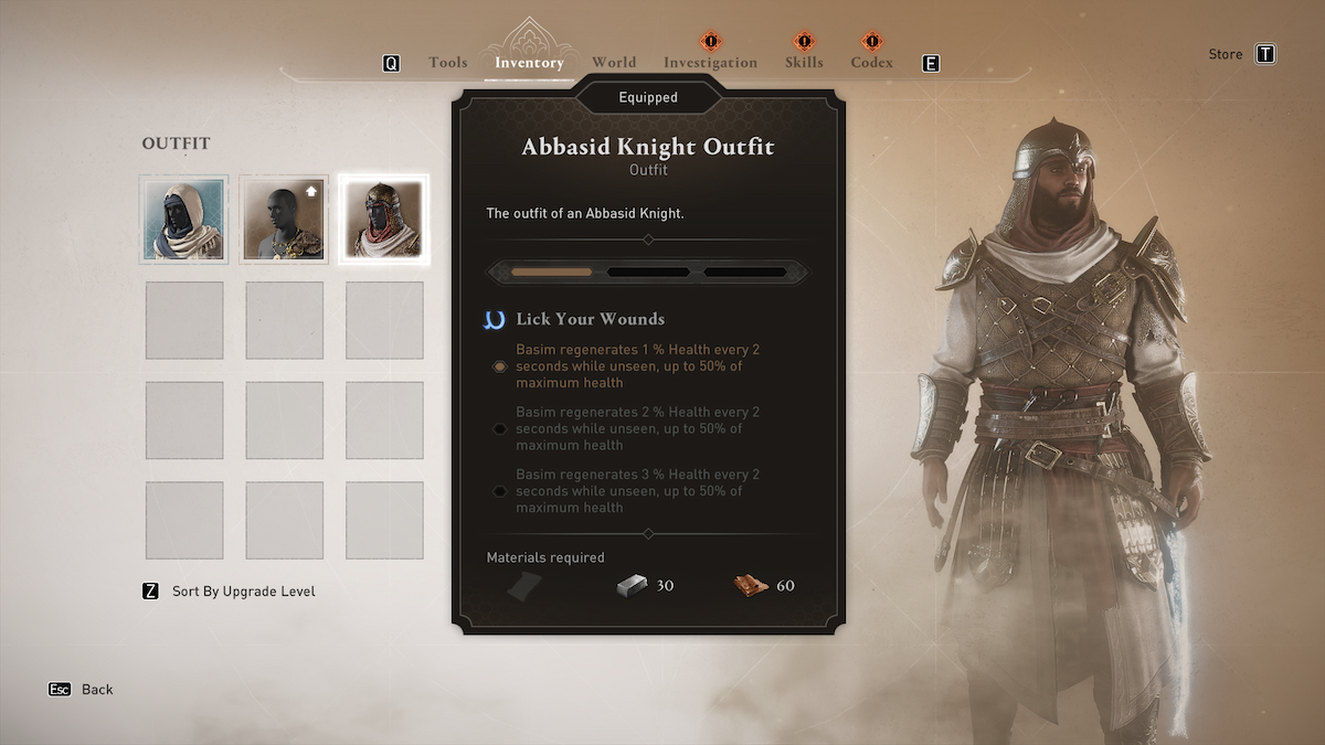 Assassins Creed Mirage Tenue de chevalier abbasside