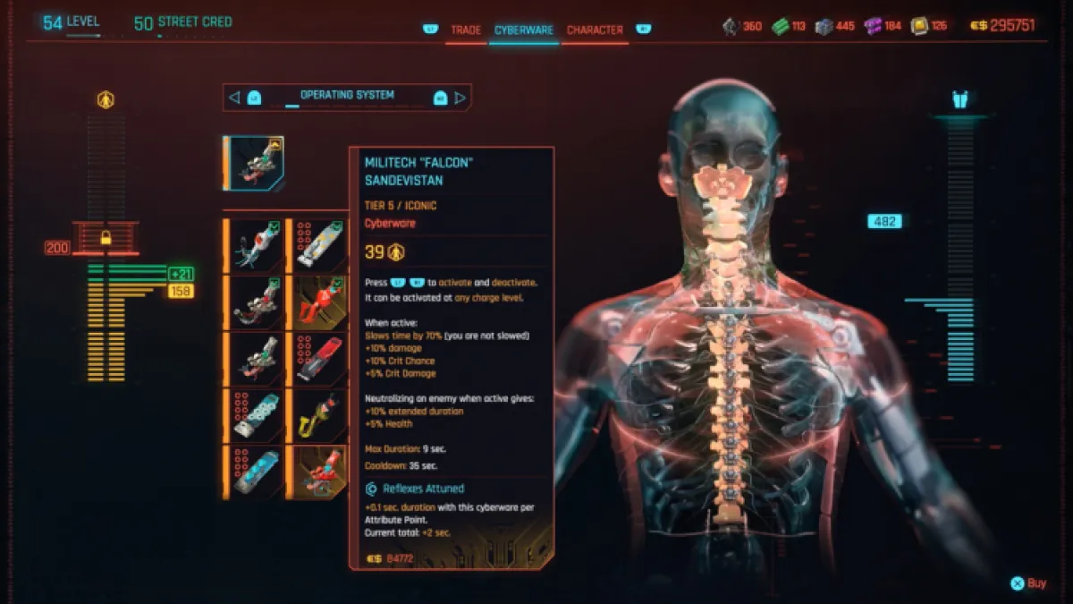 Cyberpunk 2077 Militech Falcon Sandevistan