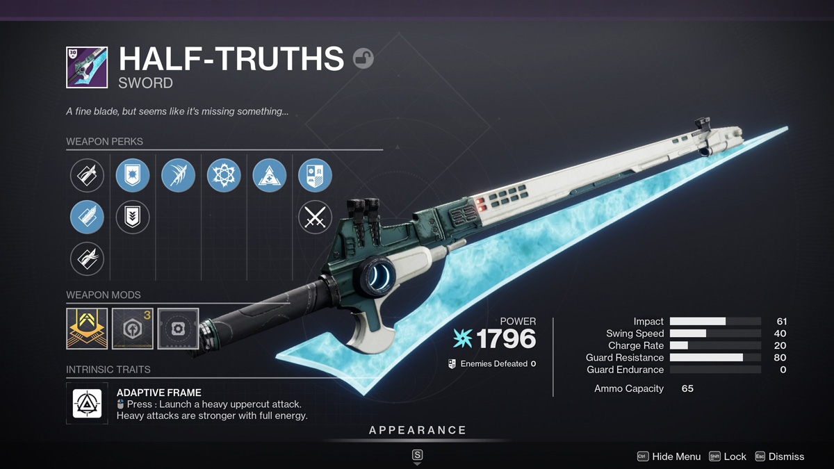 Statistiques des demi-vérités de Destiny 2