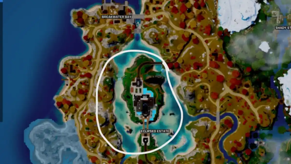 Carte Fortnite Entourée du Manoir Eclipse