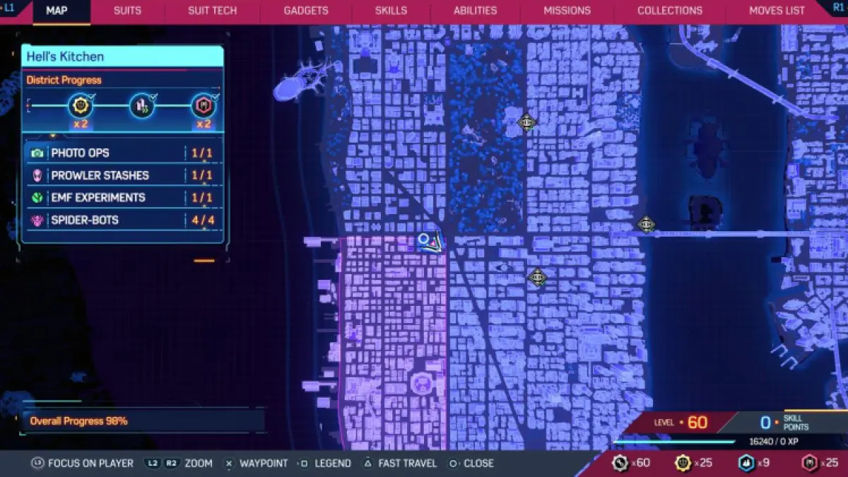 Emplacement des quatre Fantastiques de Marvel's Spider Man 2