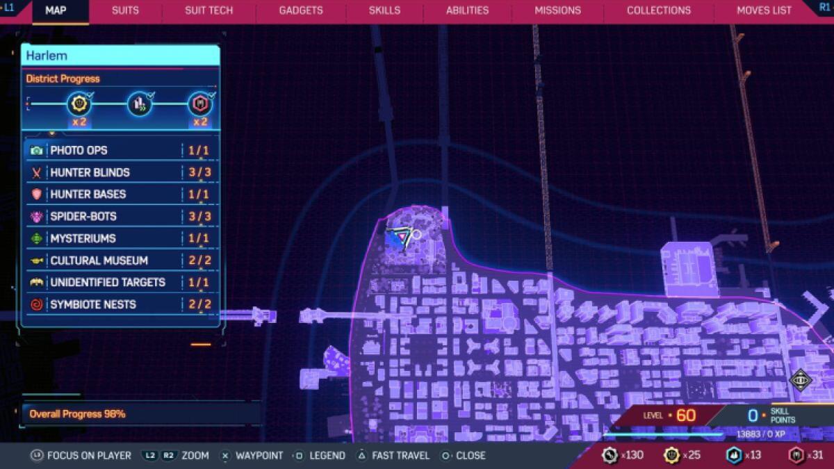Emplacement de la carte funéraire de Marvel's Spider Man 2