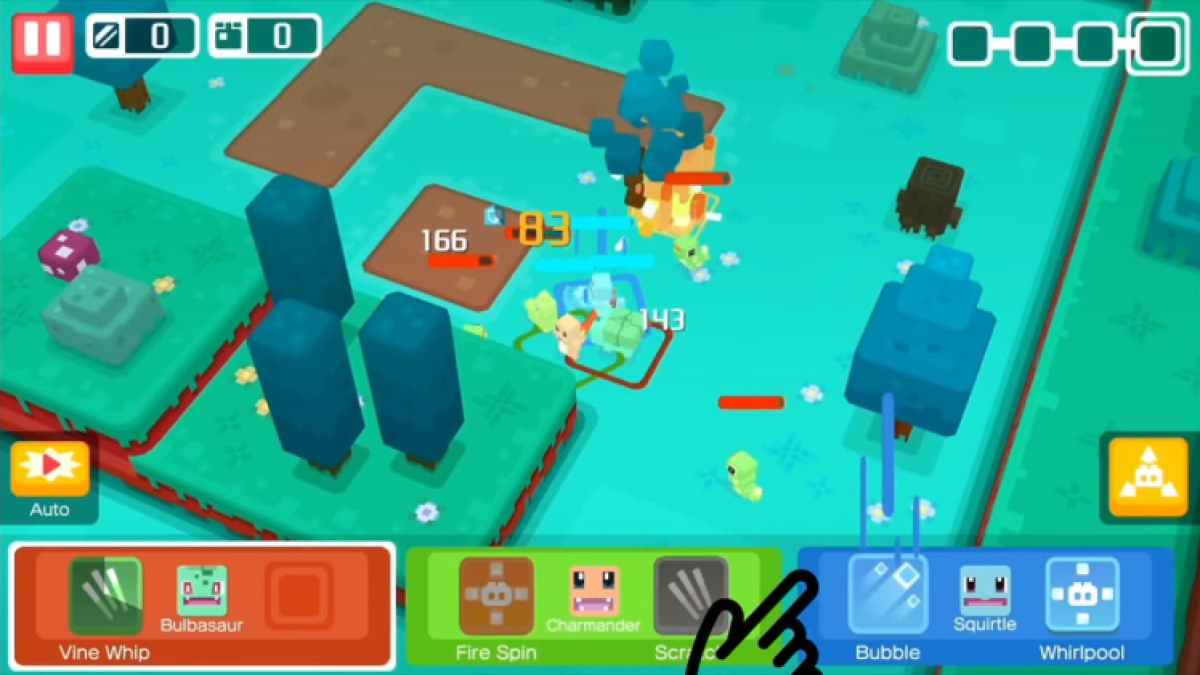 Pokemon Quest se battant à travers le champ