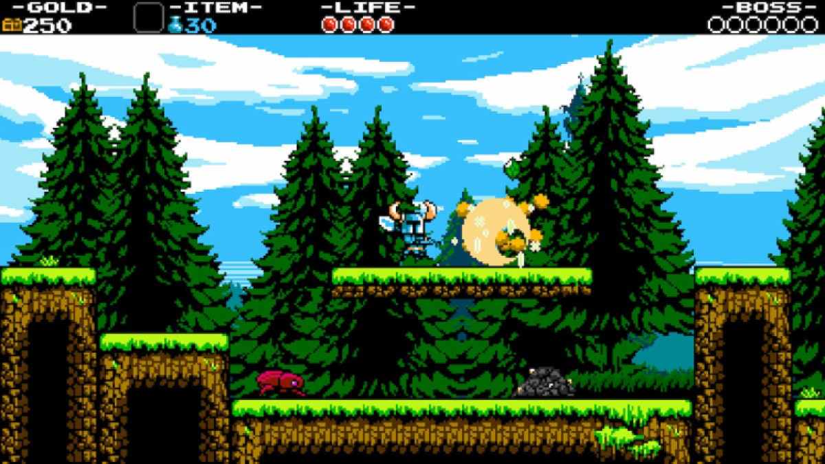 Shovelknight courant à travers le champ